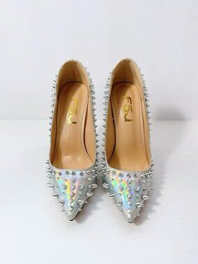 Size 6 Women’s Holographic Spike Stud Pointed Toe Stiletto Sexy Heels Pumps FSJ